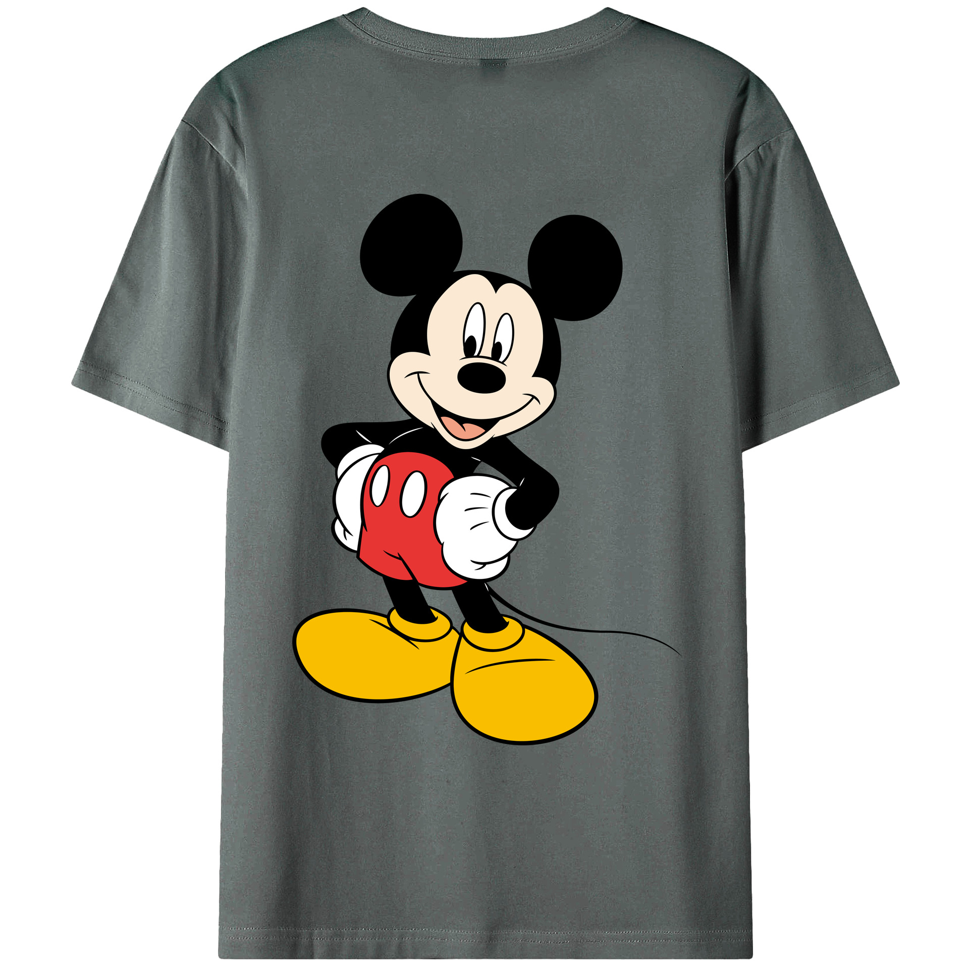 ミッキーマウス Mickey Mouse 綿100％ メンズ半袖Tシャツ（バックプリント） 通気性